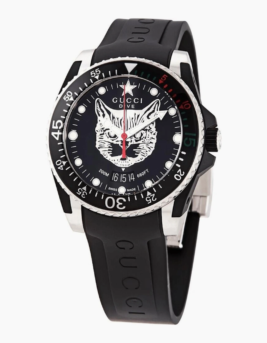 Gucci YA136320 Dive Mystic Cat Black Dial Men's Watch