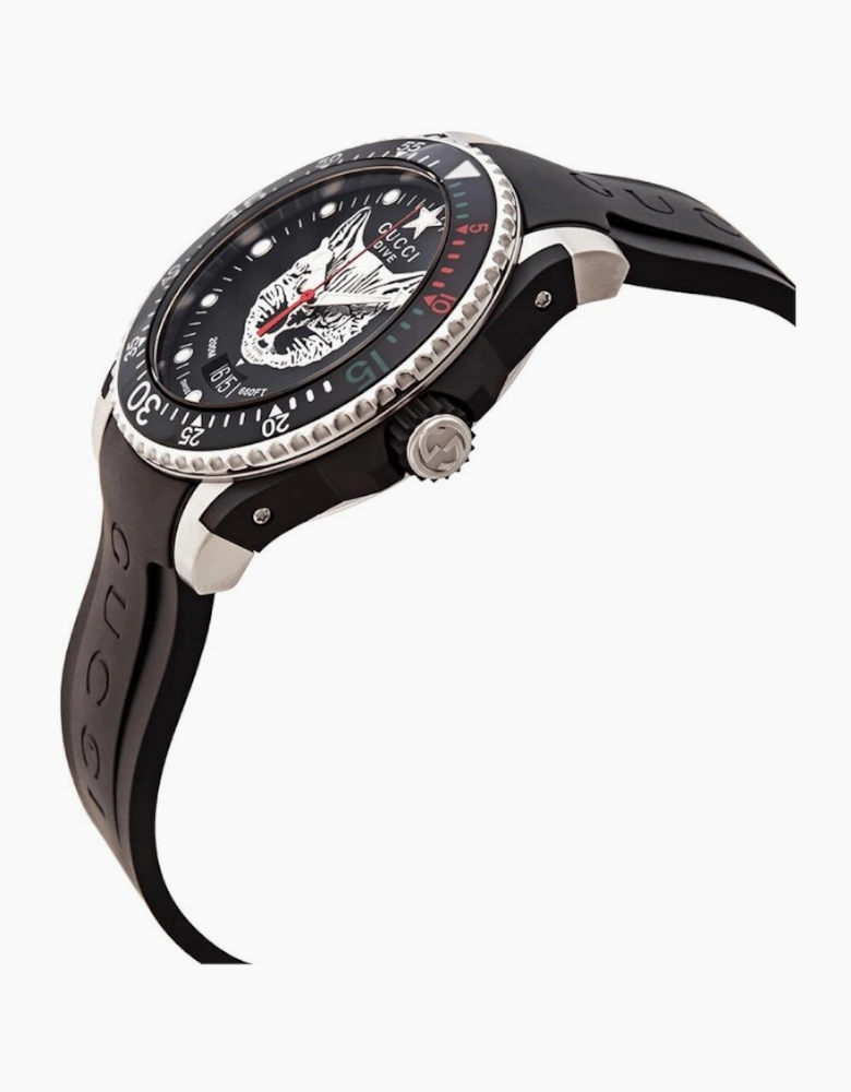 Gucci YA136320 Dive Mystic Cat Black Dial Men's Watch