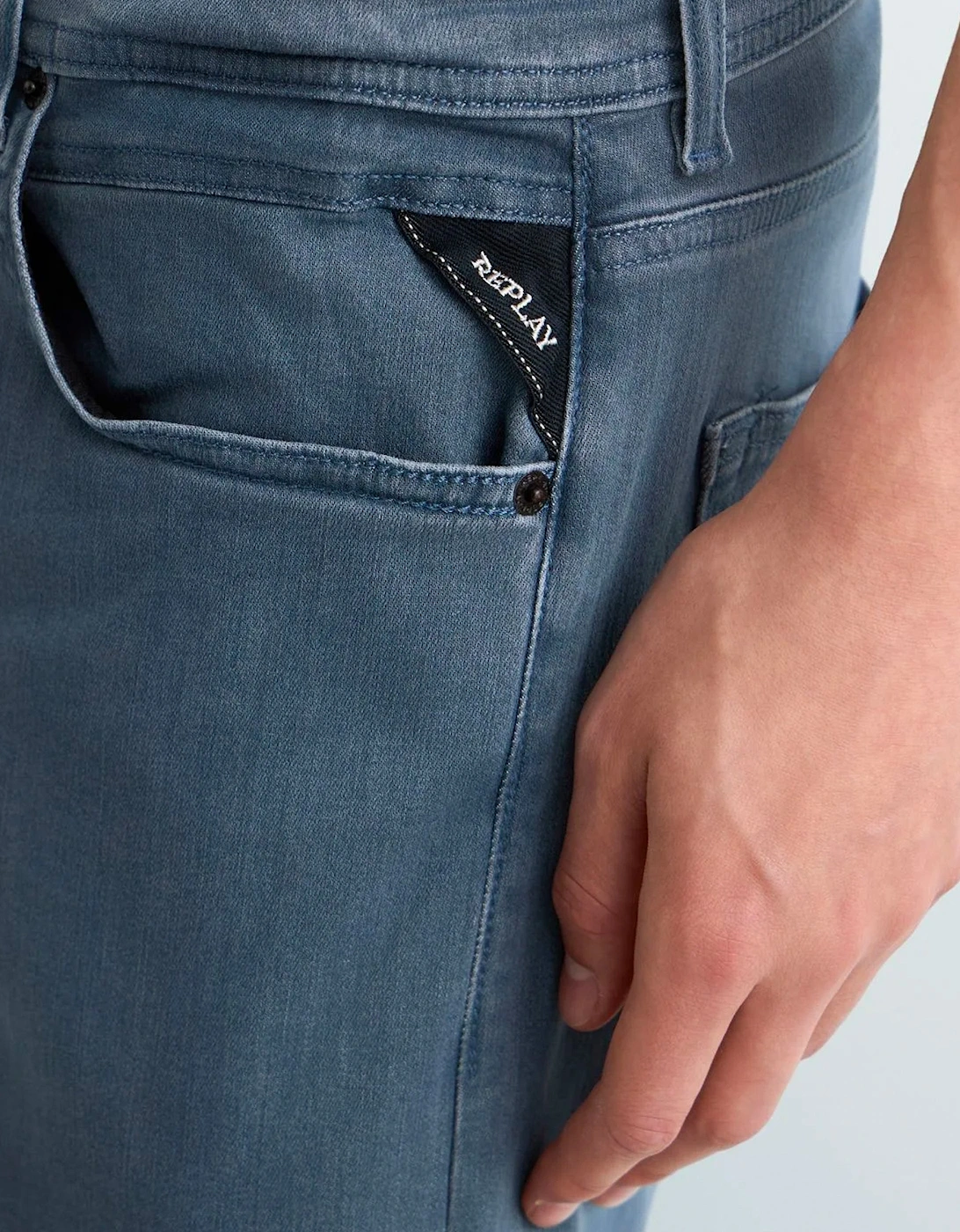 Replay Grover Hyperflex denim straight fit Jean Blue Grey
