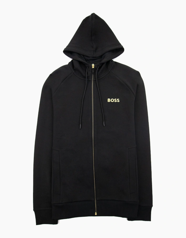 Hugo Boss Saggy 1 Embroidered Logo Zip Up Hoodie Black 001