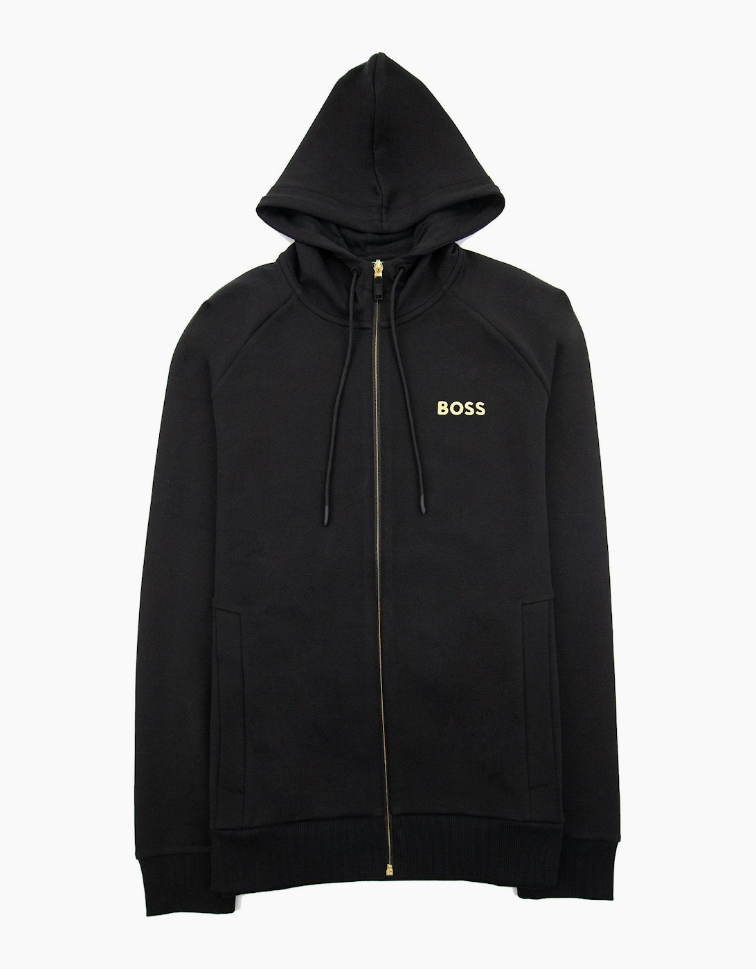 Hugo Boss Saggy 1 Embroidered Logo Zip Up Hoodie Black 001