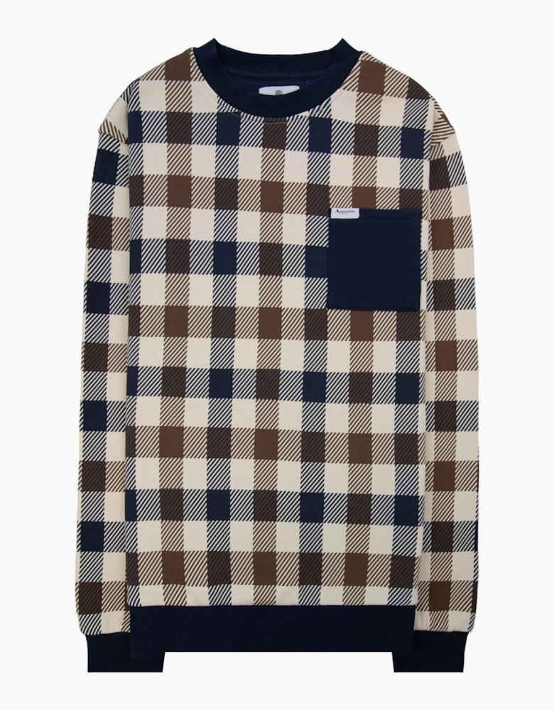 Aquascutum Iconic Pocket Fleece Sweatshirt Macro Club Check 30