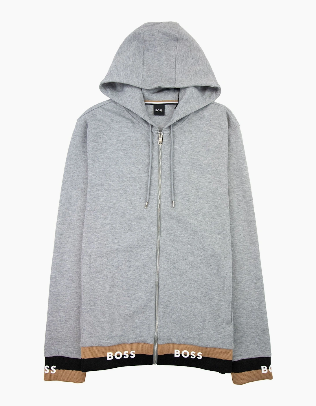 Hugo Boss Seeger 118 Logo Cuff & Hem Zip Up Hoodie Grey 041