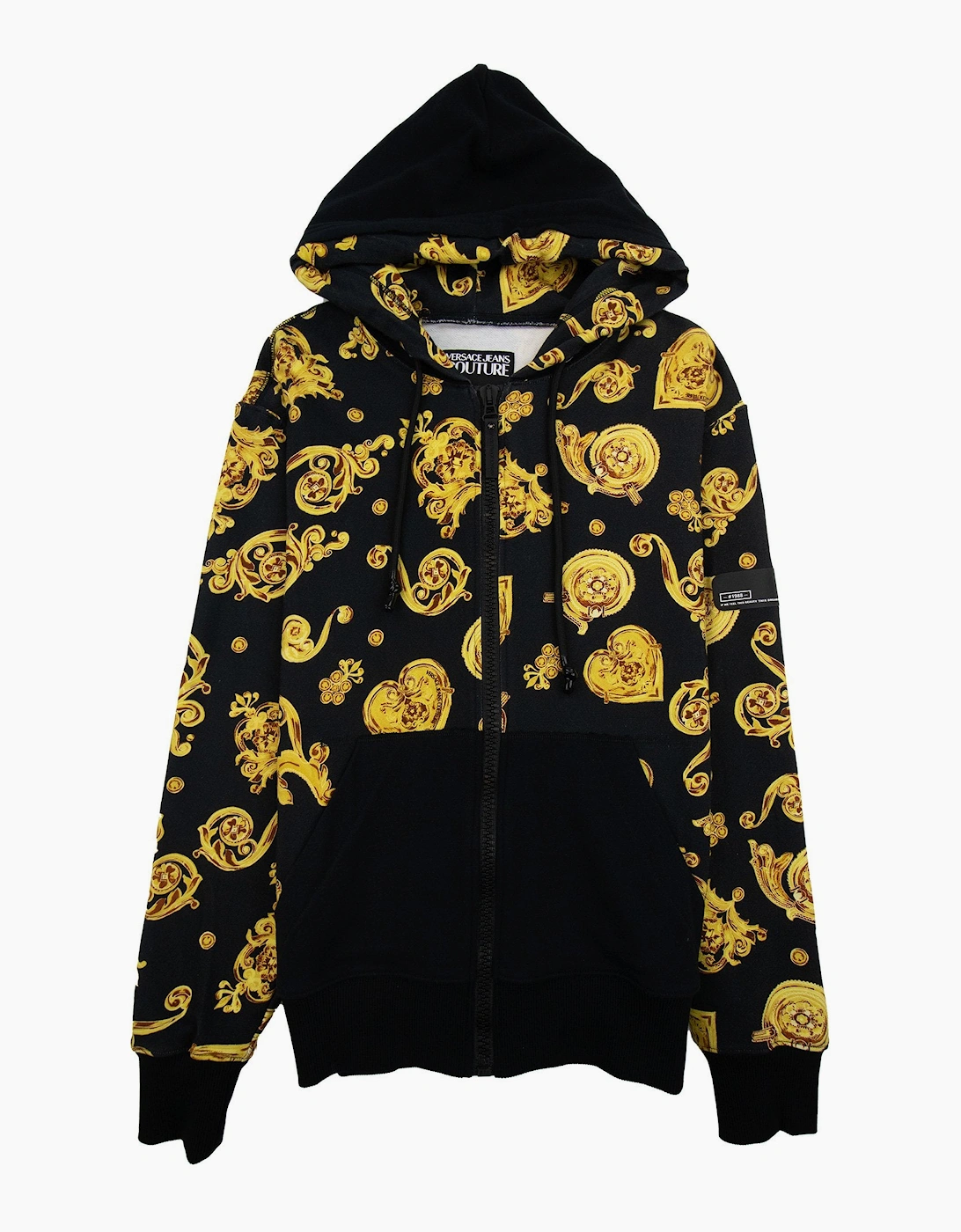 Versace Jeans Couture All Over Printed Brocade Zip Up Hoodie Black, 6 of 5