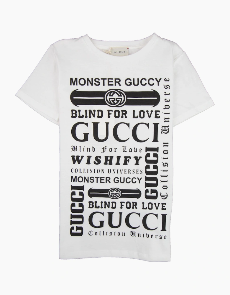 Gucci Junior Logomania Print T-shirt Cream/Black 9024