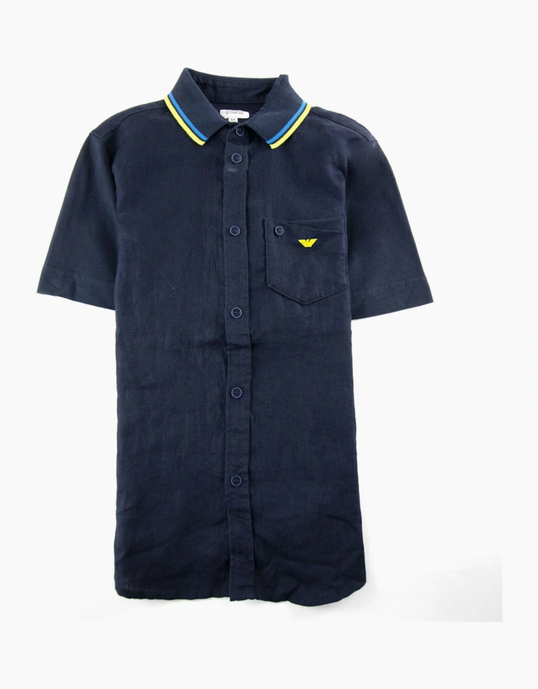 Armani Junior Front Pocket Eagle Logo S/s Polo Navy