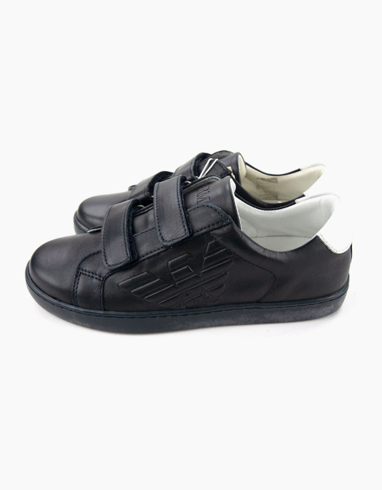 Armani Junior Log Ace Leather Sneakers Black