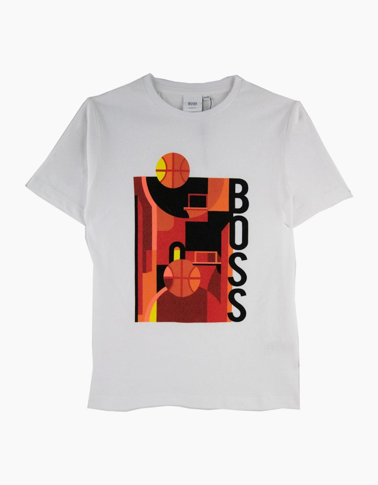 Hugo Boss Kids Basket Ball Logo Print T-shirt White