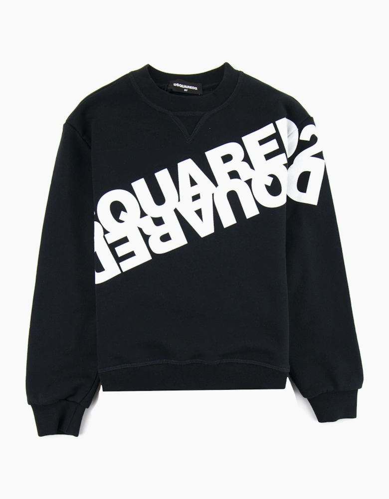 Dsquared2 Kids Mirrored Logo Crewneck Sweatshirt Black