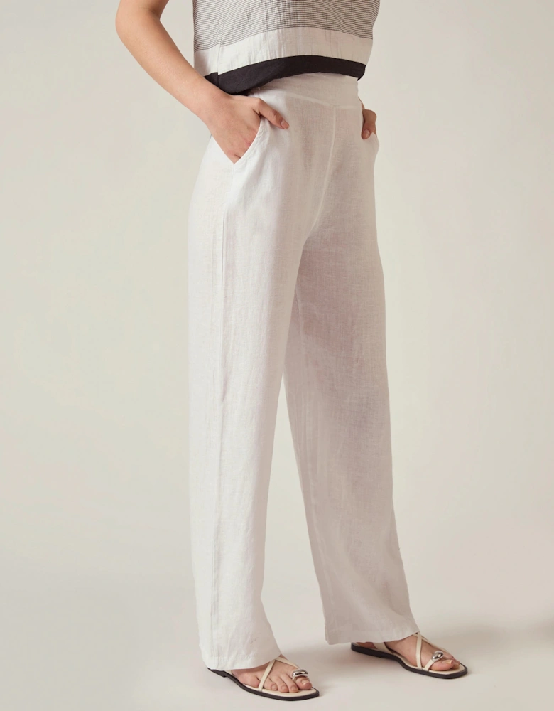 Relaxed White Linen Trousers