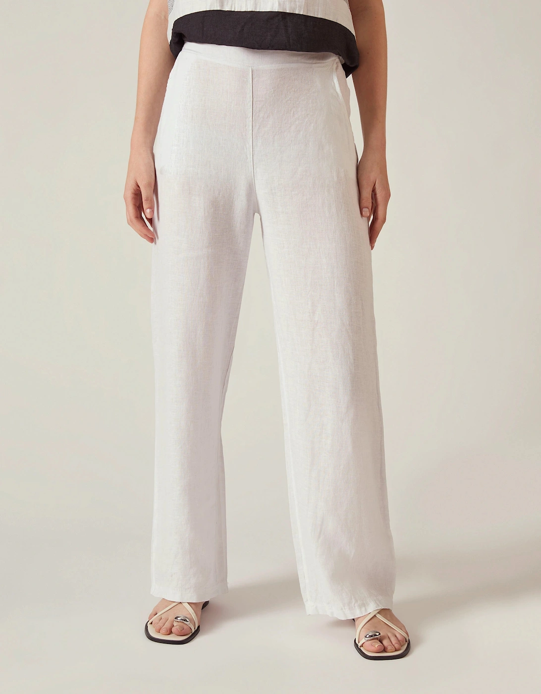 Relaxed White Linen Trousers