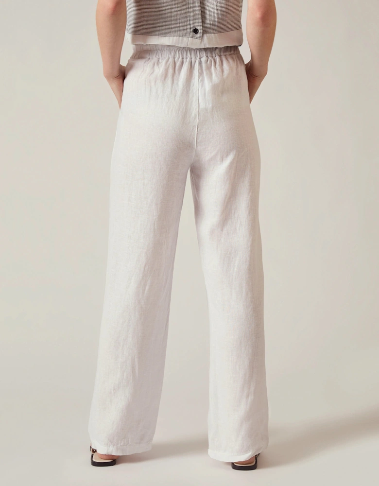 Relaxed White Linen Trousers