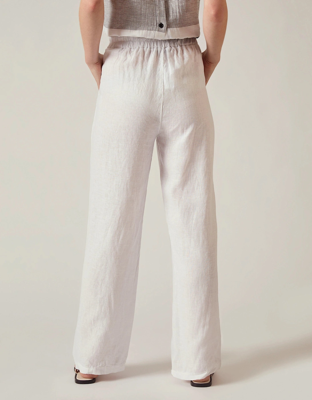 Relaxed White Linen Trousers