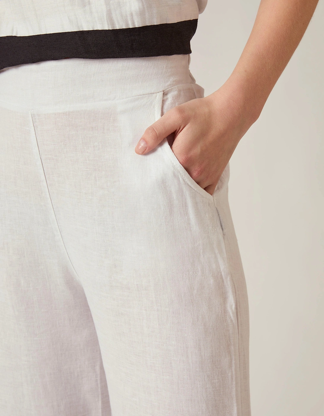 Relaxed White Linen Trousers