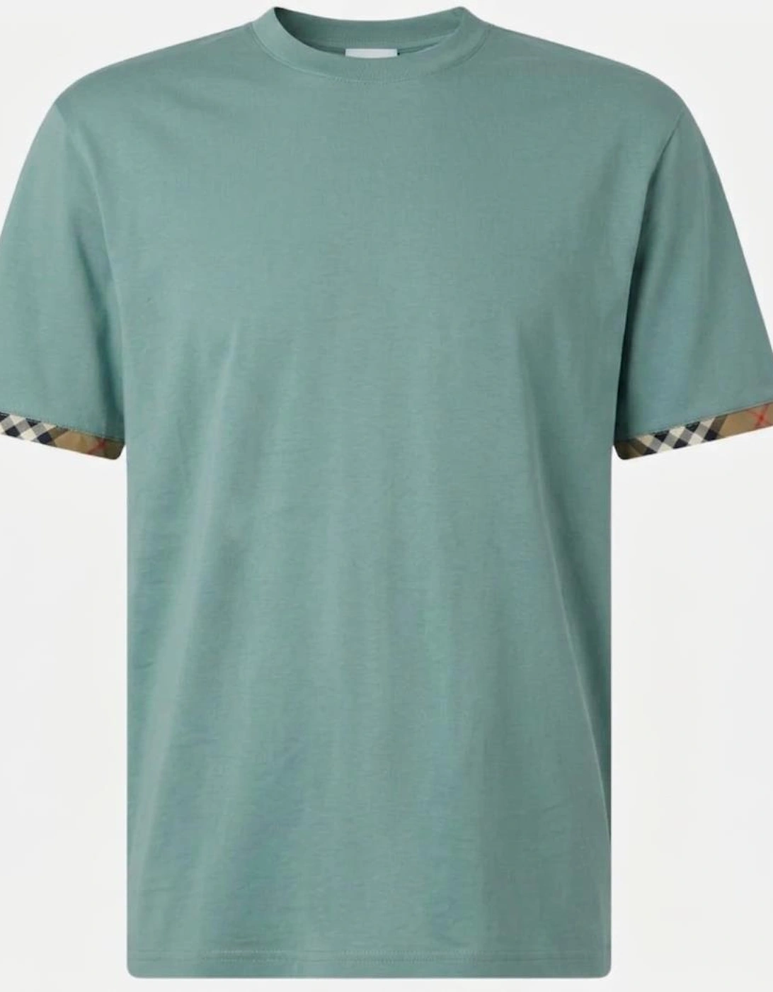 Burberry Men's Burberry Ellison Check Sleeves T Shirt Aqua Green - Blue