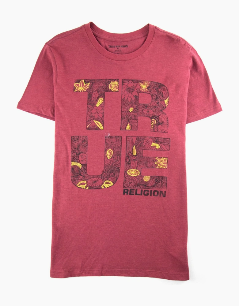 True Religion Skinny Lines S/s T Shirt Oxblood