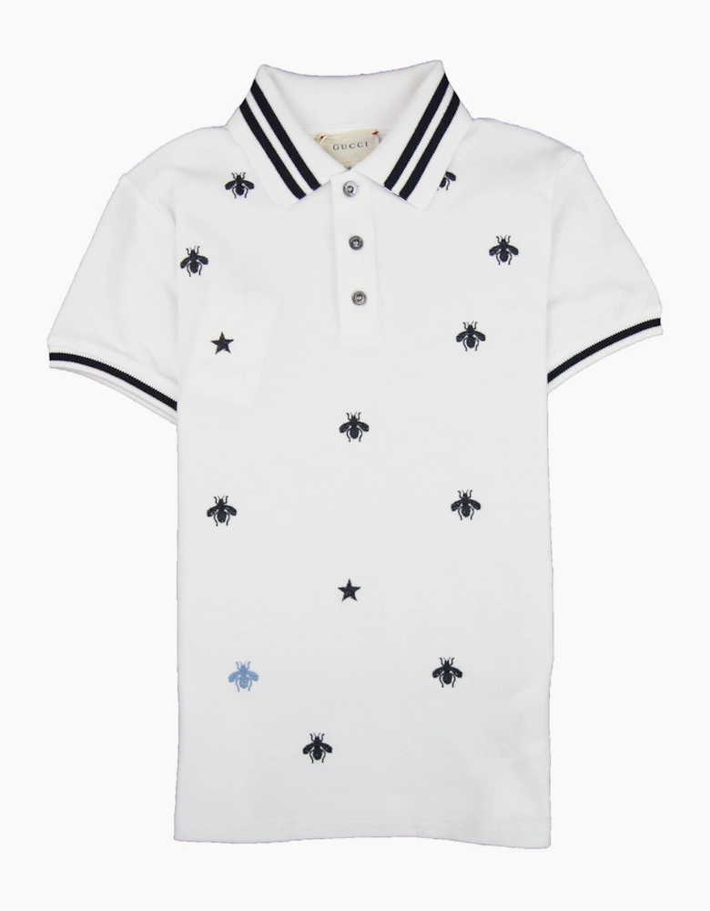 Gucci Junior Bees And Stars Polo Shirt White 9061