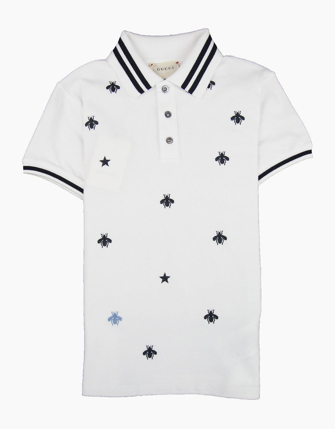 Gucci Junior Bees And Stars Polo Shirt White 9061