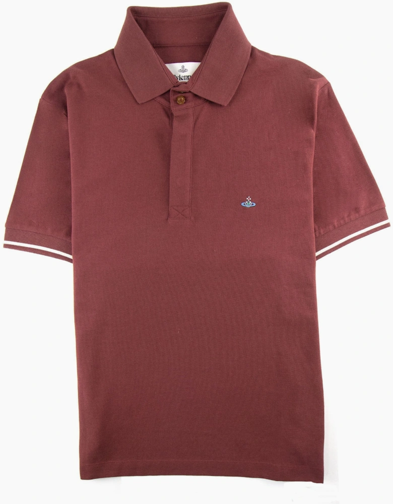 Vivienne Westwood Piquet Overlock Polo Burgundy