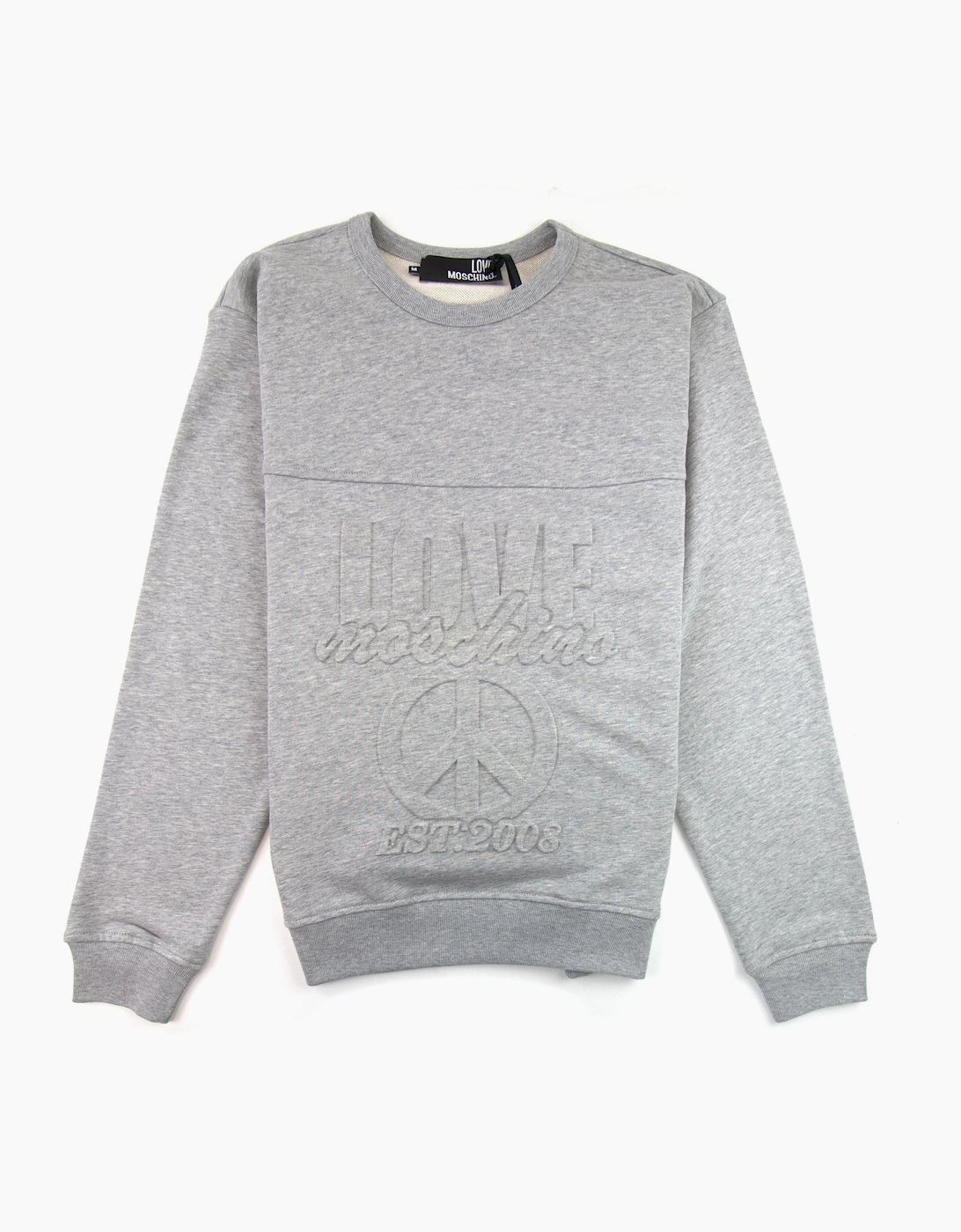 Love Moschino Embossed Peace Logo Sweatshirt Grey