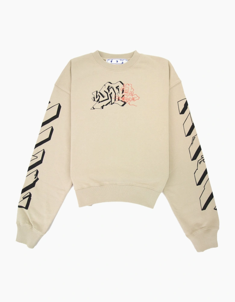 Off White Graff Outline Over Crewneck Sweatshirt Dark Sand/black