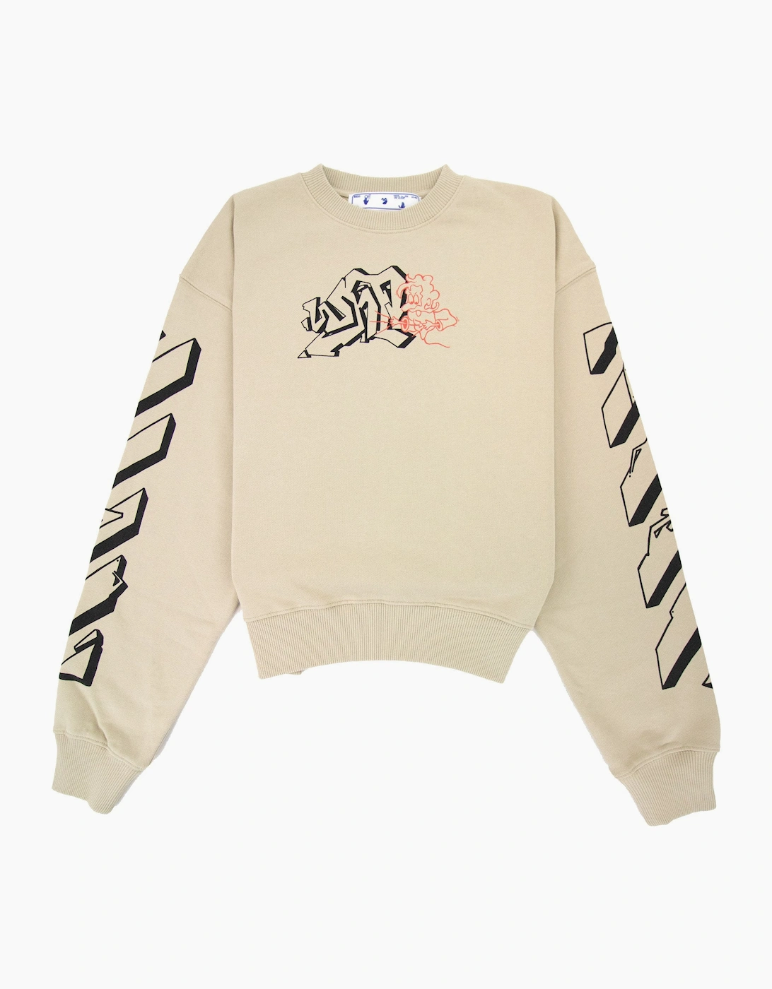 Off White Graff Outline Over Crewneck Sweatshirt Dark Sand/black, 6 of 5