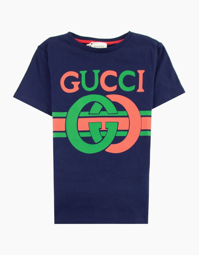 Gucci Junior Interlocking G T-shirt Navy 4585