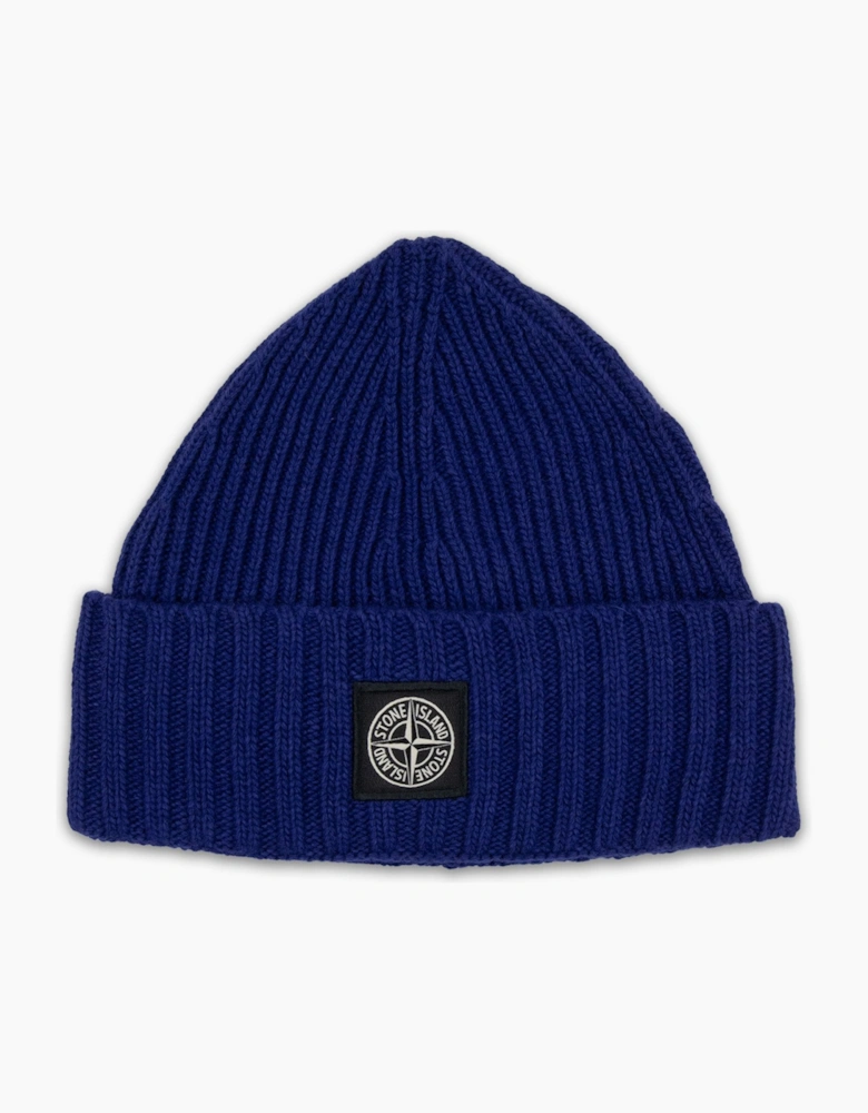 Stone Island Junior N03z3 Wool Ribbed Beanie Electric Blue V0022