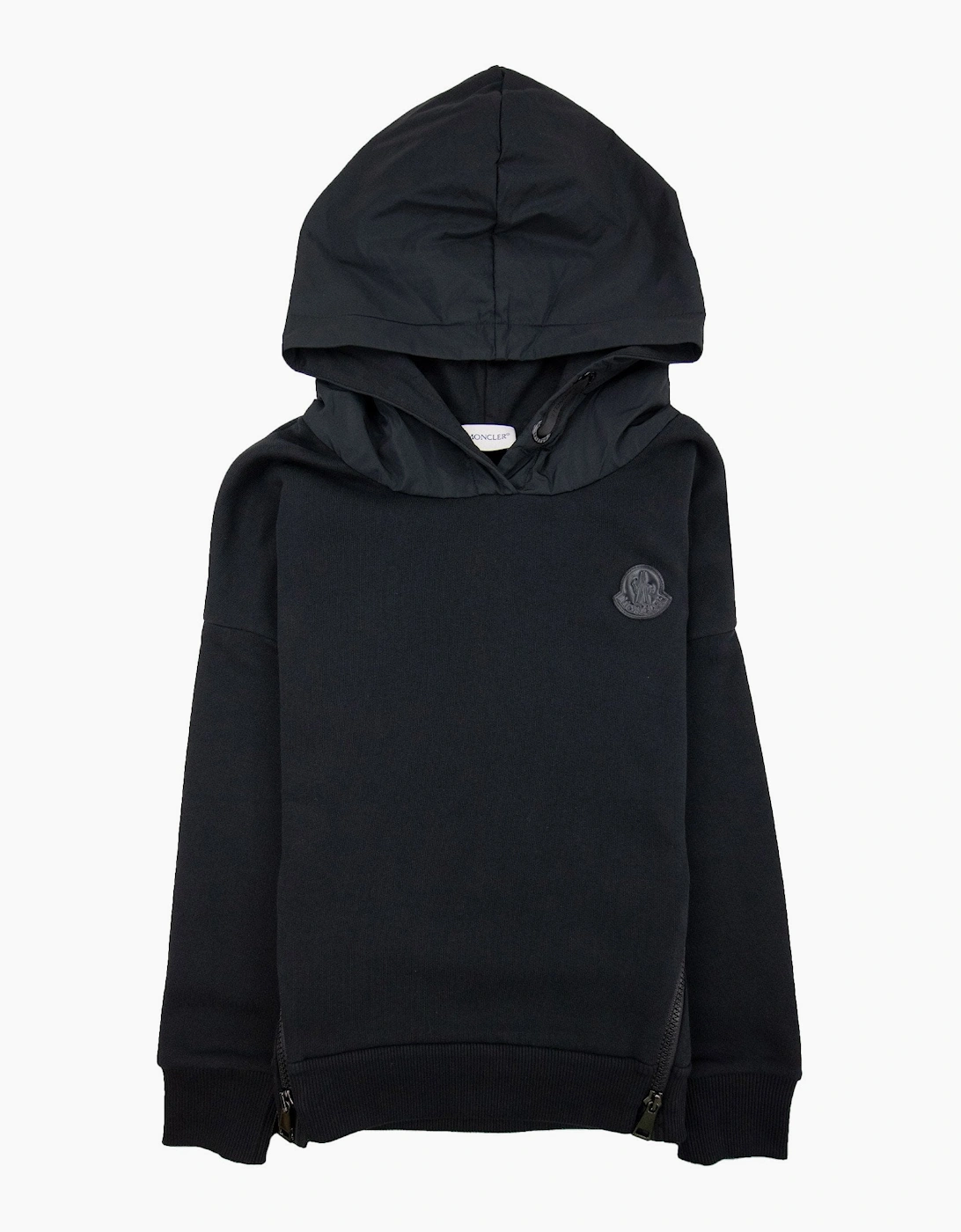 Moncler Junior Front Zip Logo Hoodied Sweatshirt Black 999, 4 of 3