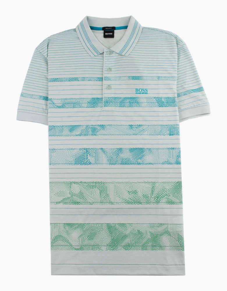 Hugo Boss Regular-fit Paddy 7 Polo Shirt With Patterned Stripe Turquoise