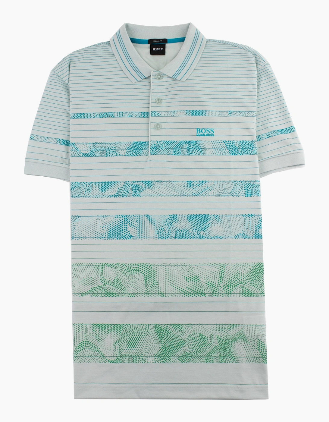 Hugo Boss Regular-fit Paddy 7 Polo Shirt With Patterned Stripe Turquoise