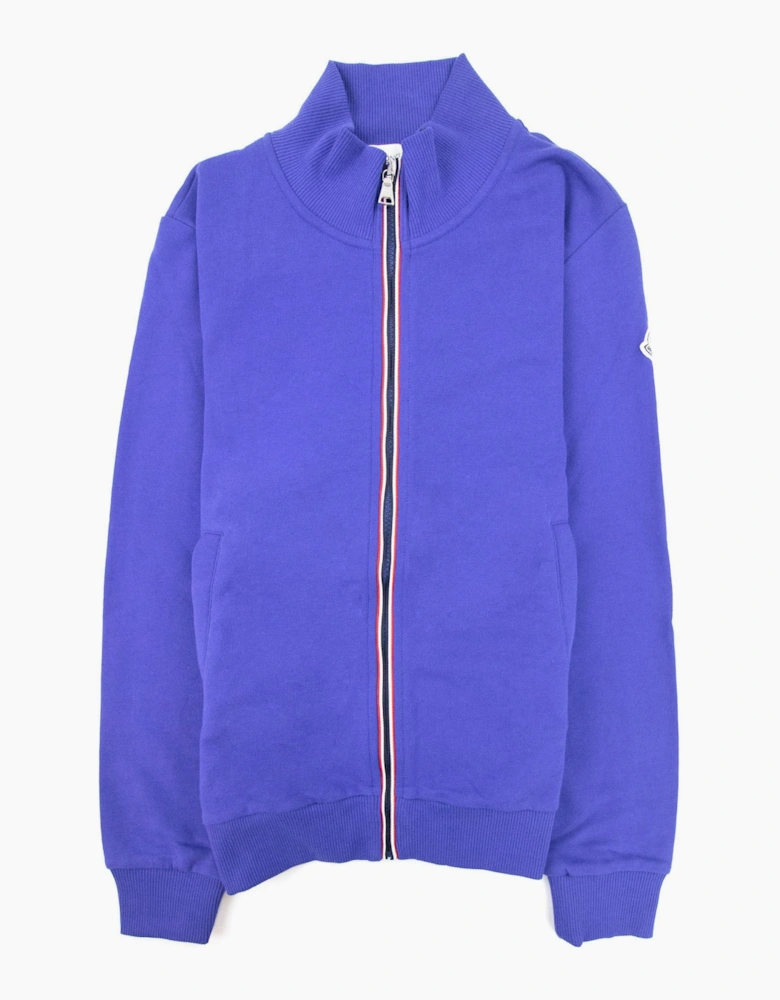 Moncler Junior Funnel Neck Zip Up Sweatshirt Blue