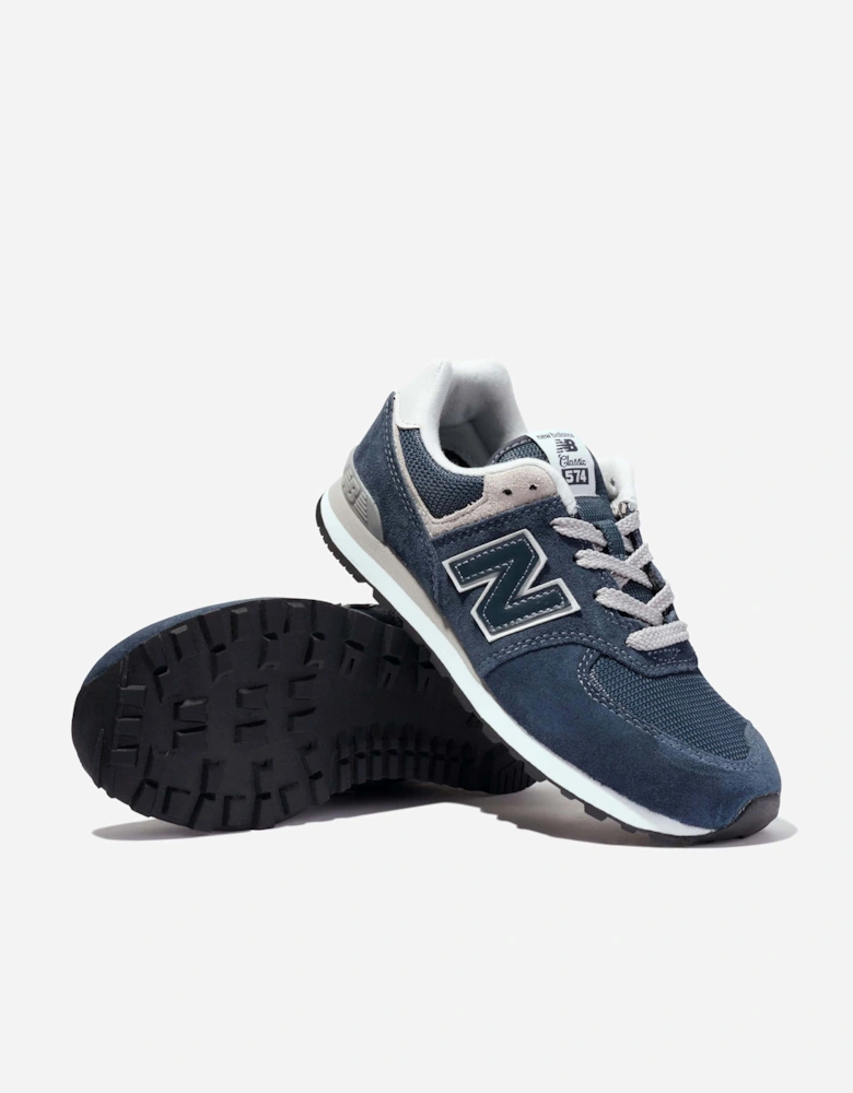New Balance Kids 574 Lace Up Logo Trainers in Navy