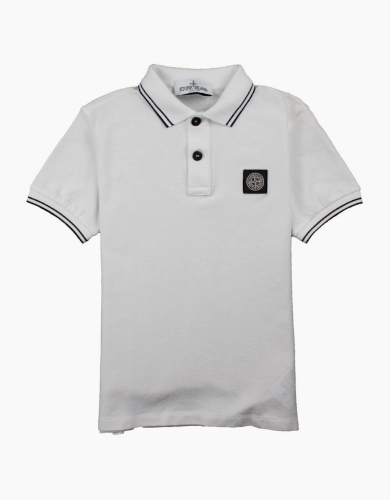 Stone Island Junior Twin Tipped Short Sleeve Polo White