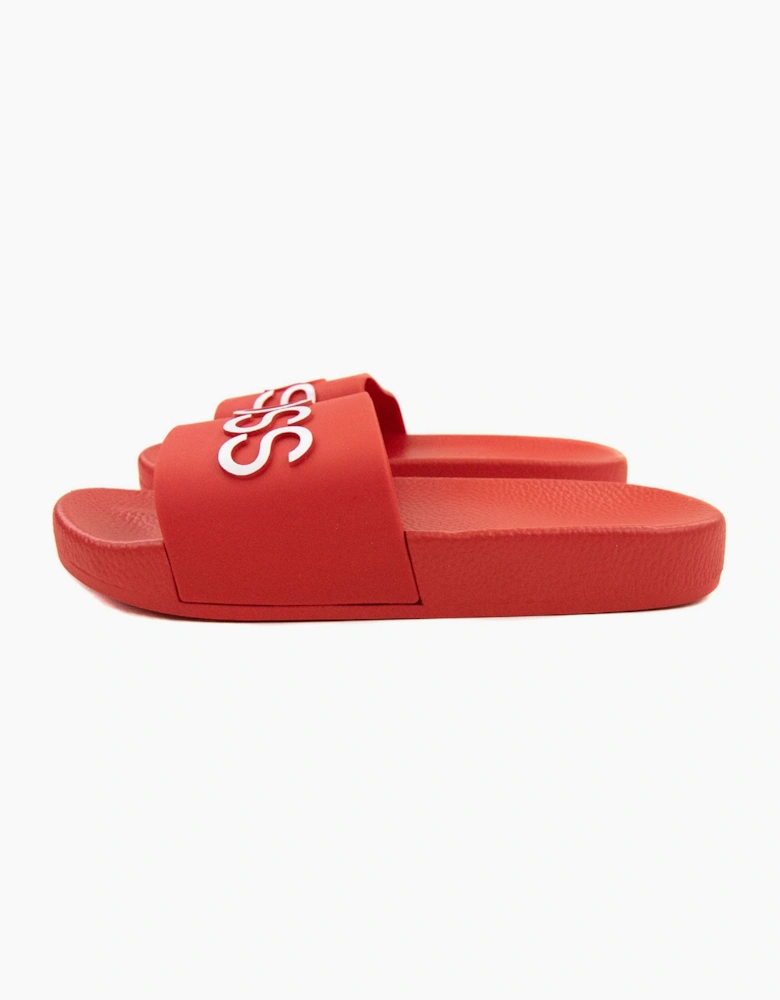Hugo Boss Kids Embossed Logo Sliders Red 991