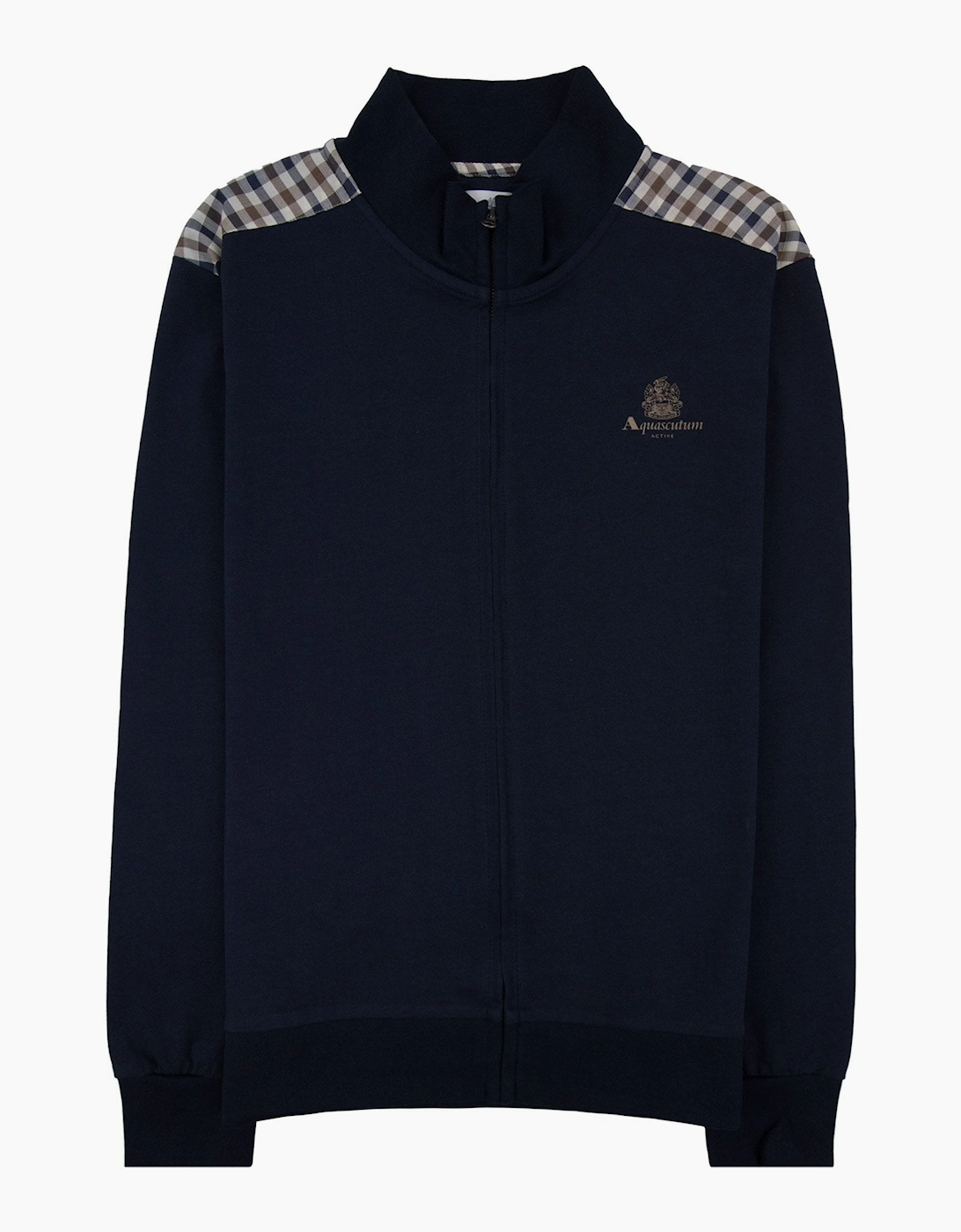 Aquascutum Full Zip Club Check Mockneck Sweatshirt Navy 11, 7 of 6