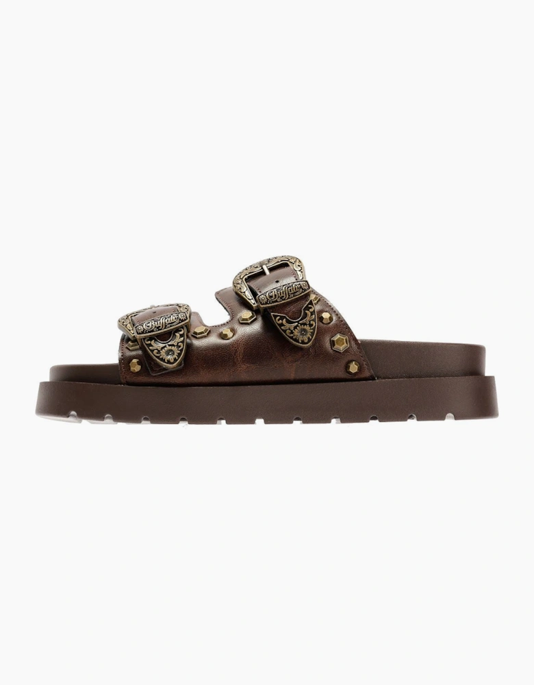 Buffalo Raya Ari West Leather Women's Brown Sandals