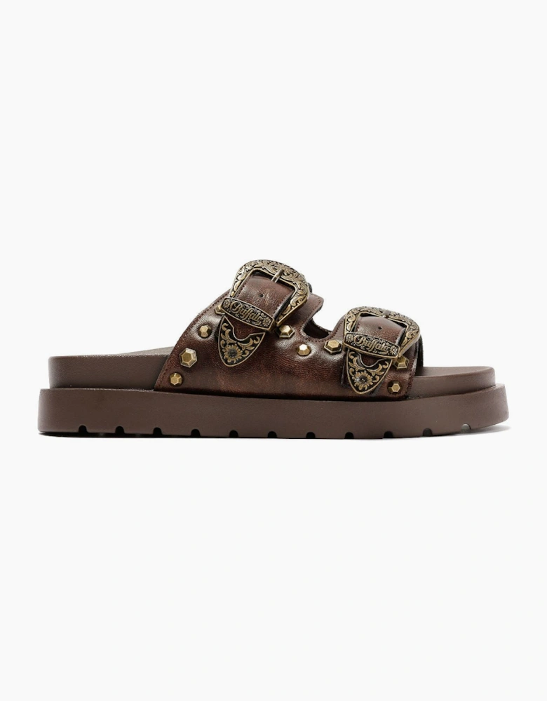 Buffalo Raya Ari West Leather Women's Brown Sandals