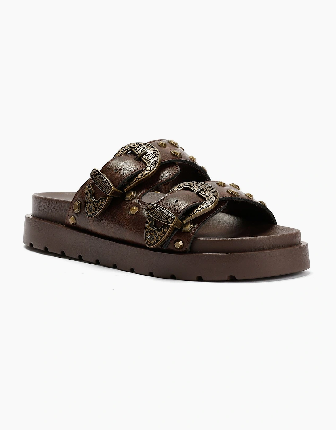 Buffalo Raya Ari West Leather Women's Brown Sandals