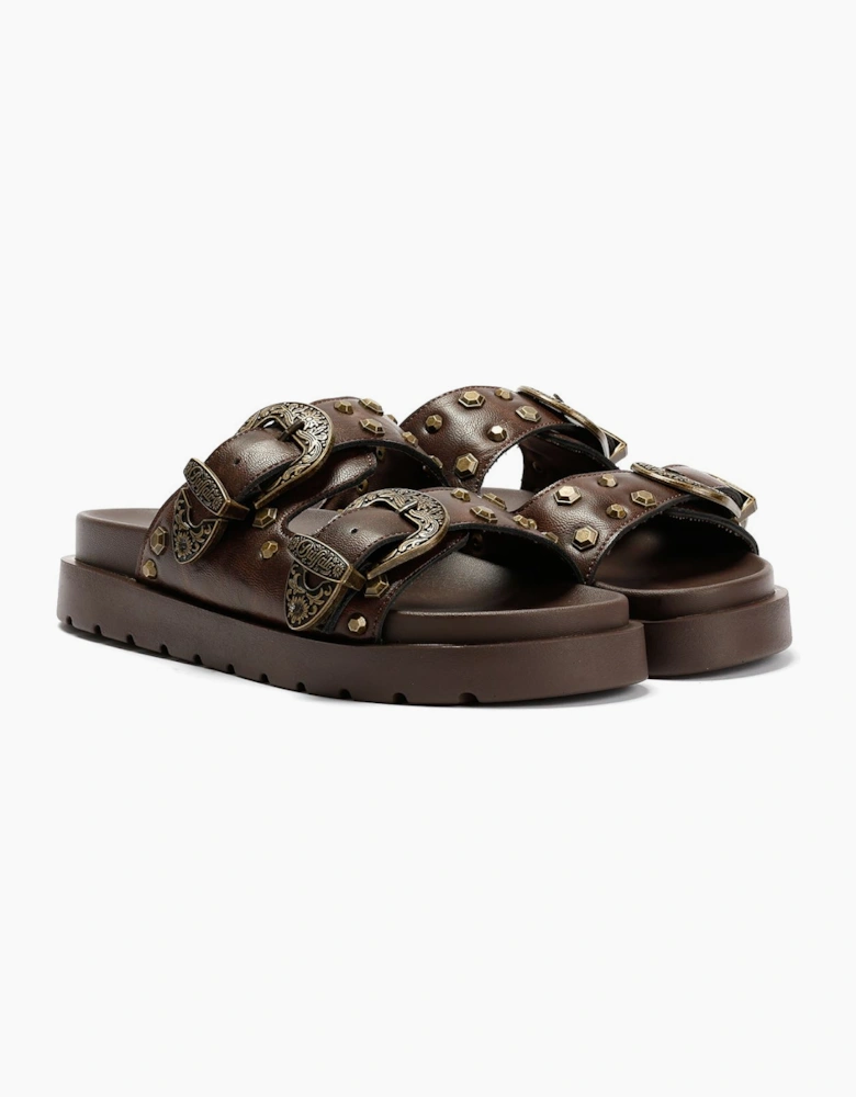 Buffalo Raya Ari West Leather Women's Brown Sandals