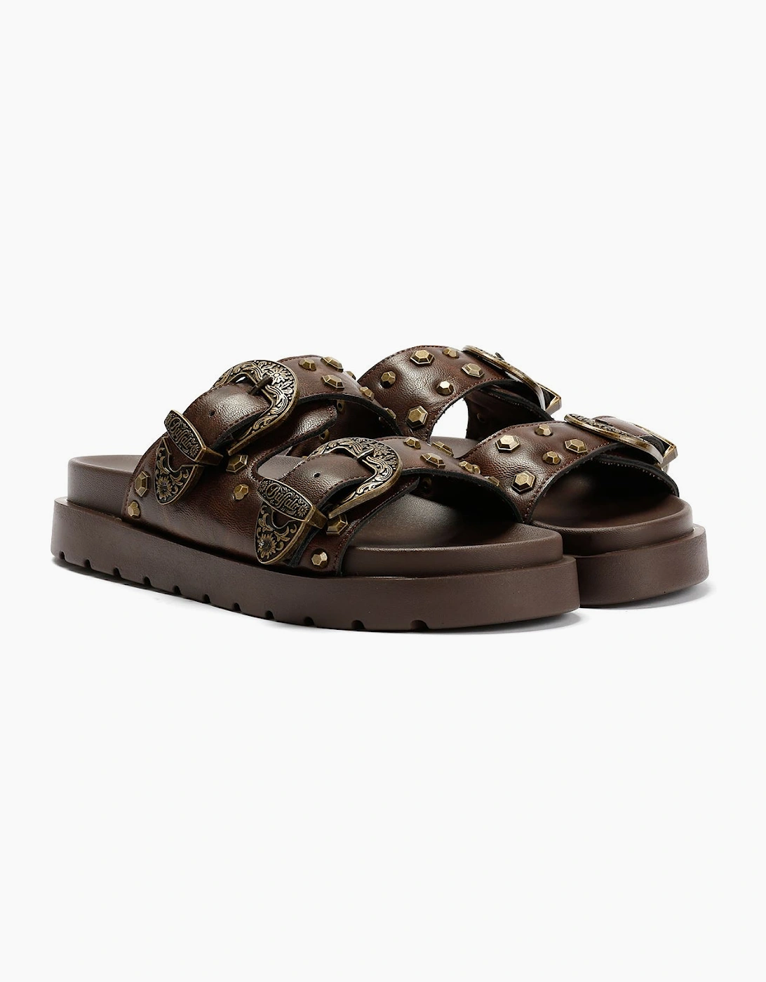 Buffalo Raya Ari West Leather Women's Brown Sandals