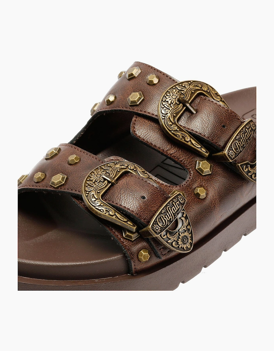 Buffalo Raya Ari West Leather Women's Brown Sandals