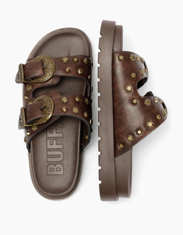 Buffalo Raya Ari West Leather Women's Brown Sandals