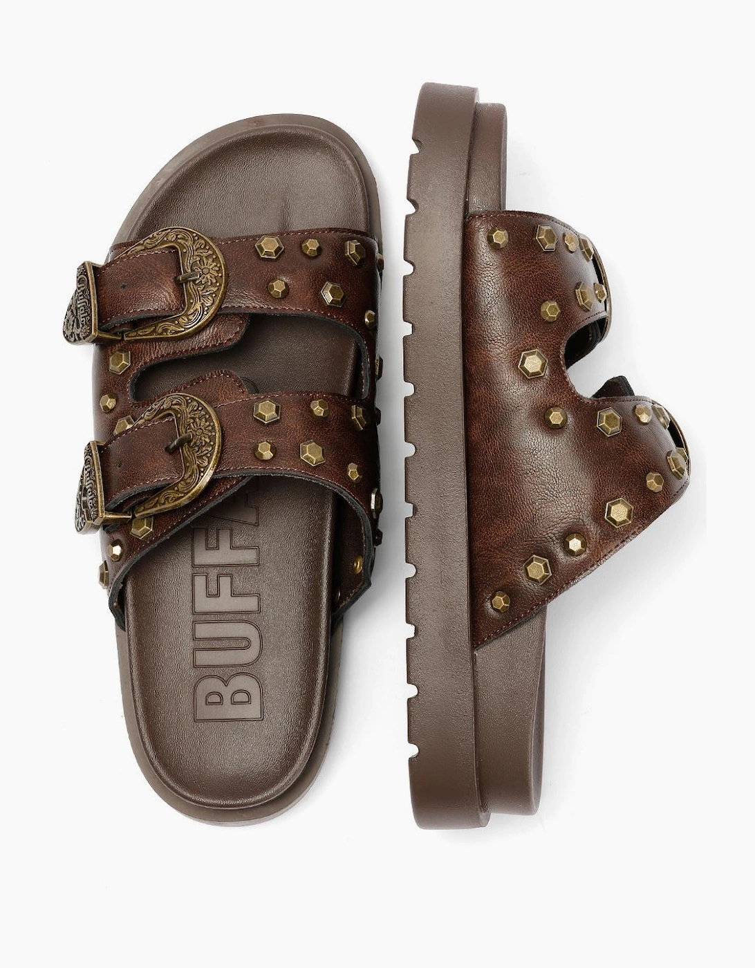 Buffalo Raya Ari West Leather Women's Brown Sandals