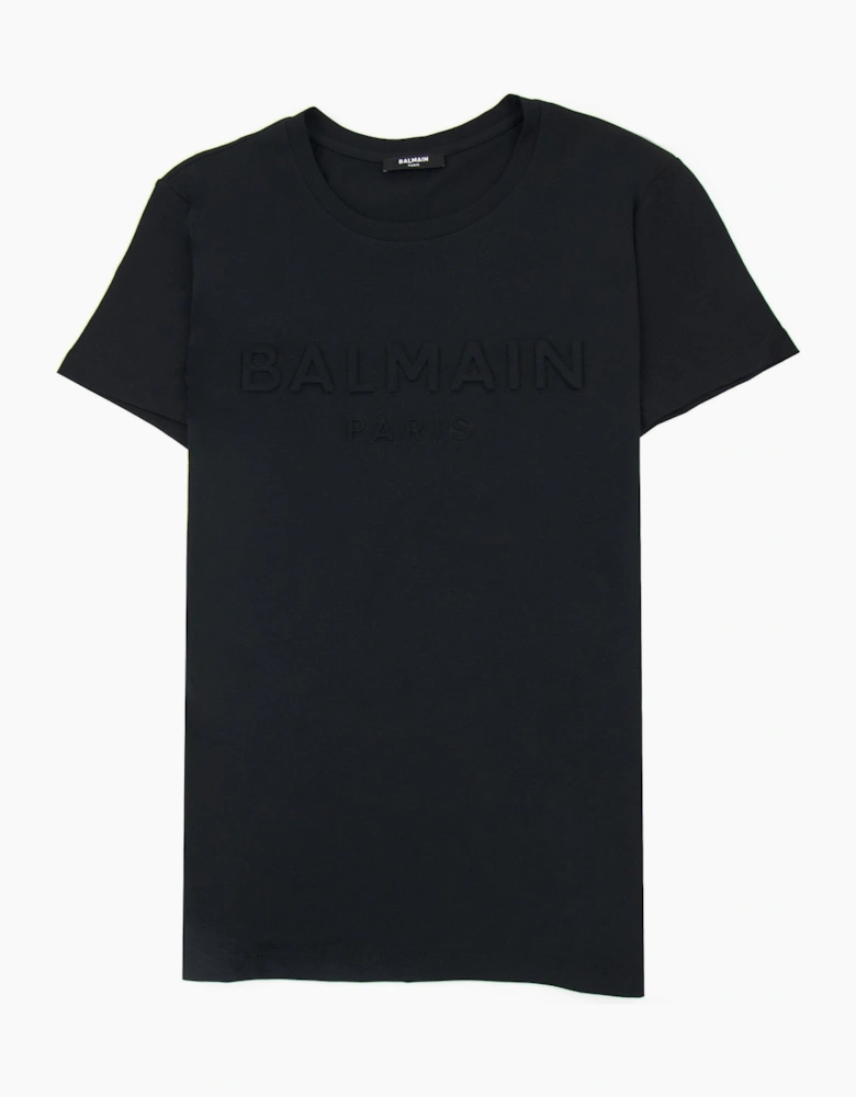 Balmain Embossed Balmain Paris Logo T Shirt Black 0pa