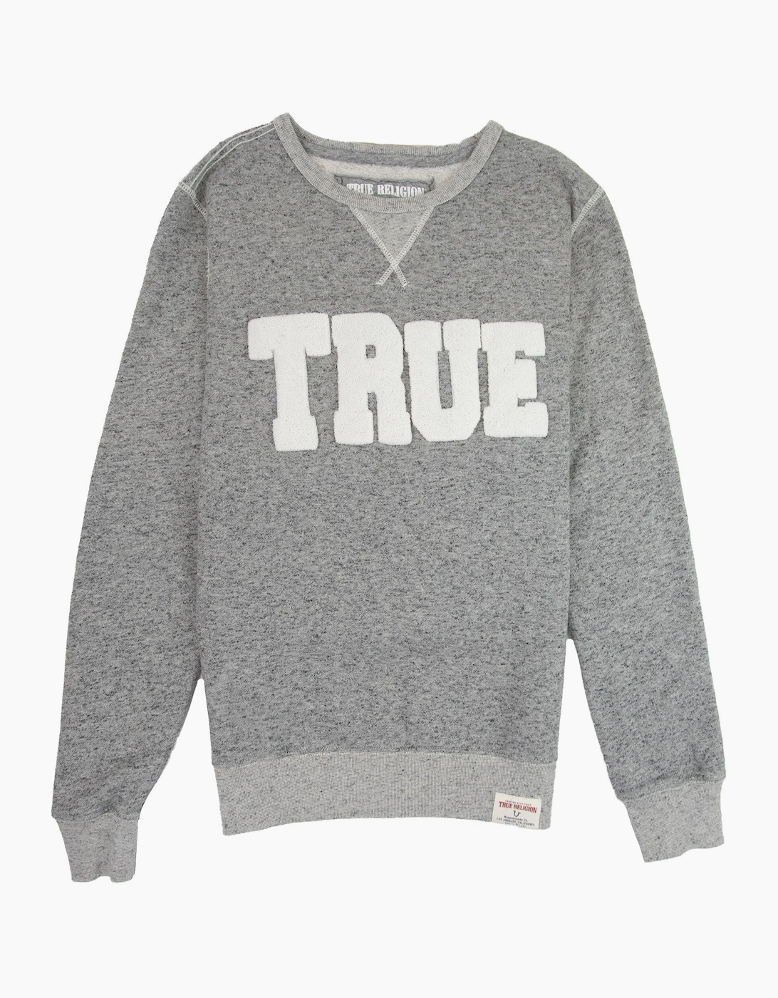 True Religion Felt True Logo Crew Sweatshirt Grey Marl