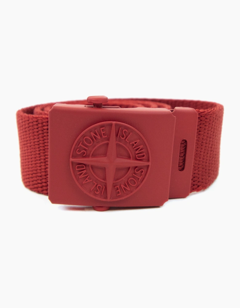 Stone Island Junior 90461 Embossed Logo Buckle Belt Red V0010