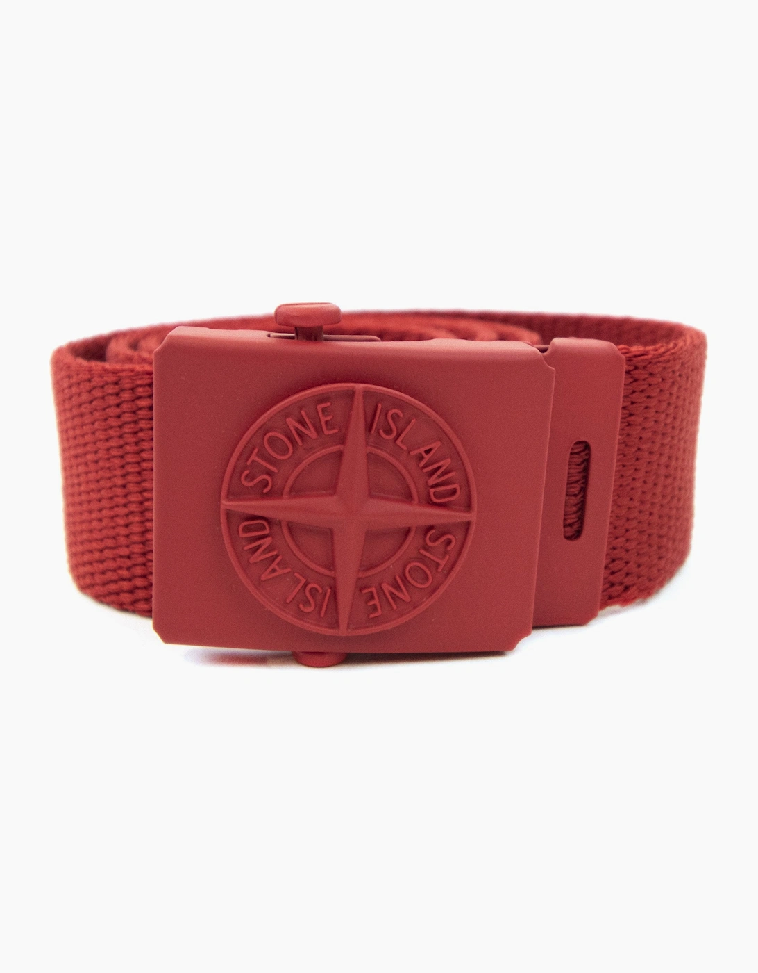 Stone Island Junior 90461 Embossed Logo Buckle Belt Red V0010
