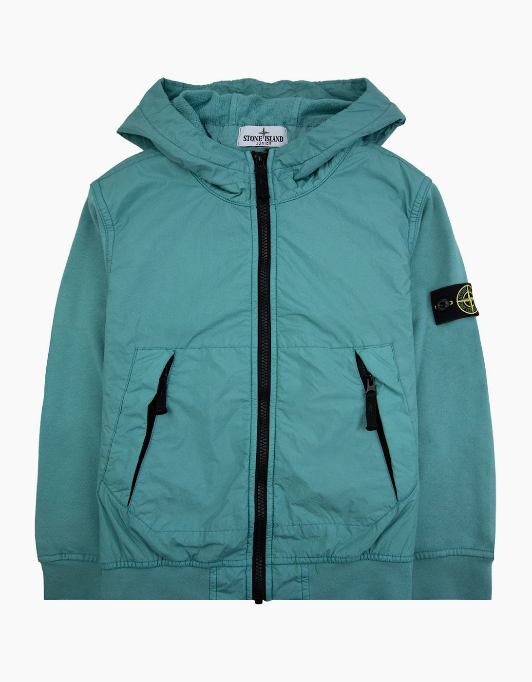 Stone Island Junior 4100010 Crinkle Reps Nylon Fleece Jacket Turquoise V0042