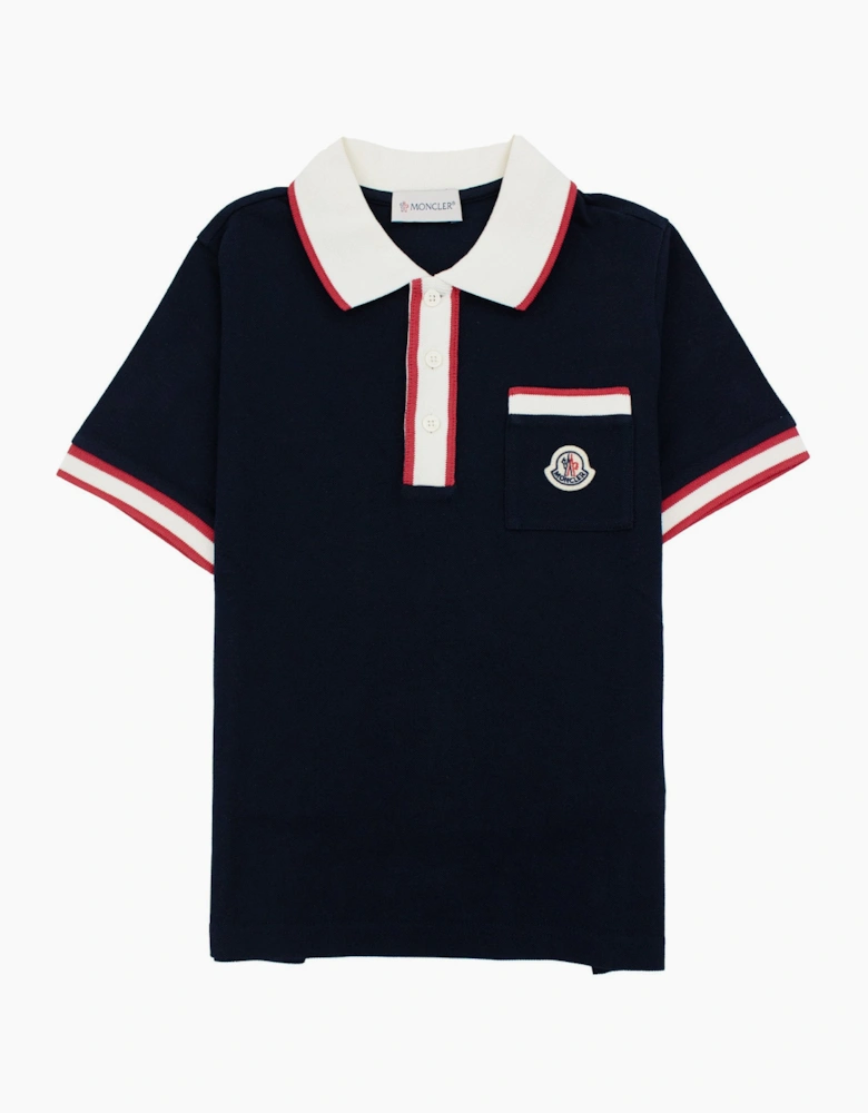 Moncler Junior Colour Block S/s Polo Navy 778